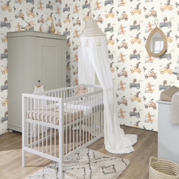 Rasch Kids' World II Kinderbehang 301878 | Crème, Beige & Bruin – sfeerfoto 1