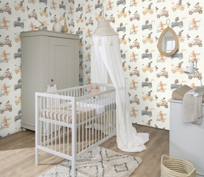 Rasch Kids' World II Kinderbehang 301878 | Crème, Beige & Bruin – sfeerfoto 1