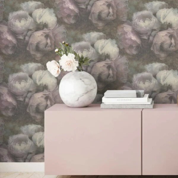 Pioenwals Lilasage Behang | Lila & Groen SW-82-RR04 – sfeerfoto 1