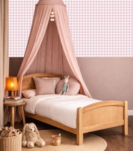 Rosy Lilac Checks Behang | Lila SW-81-VR02 – sfeerfoto 1