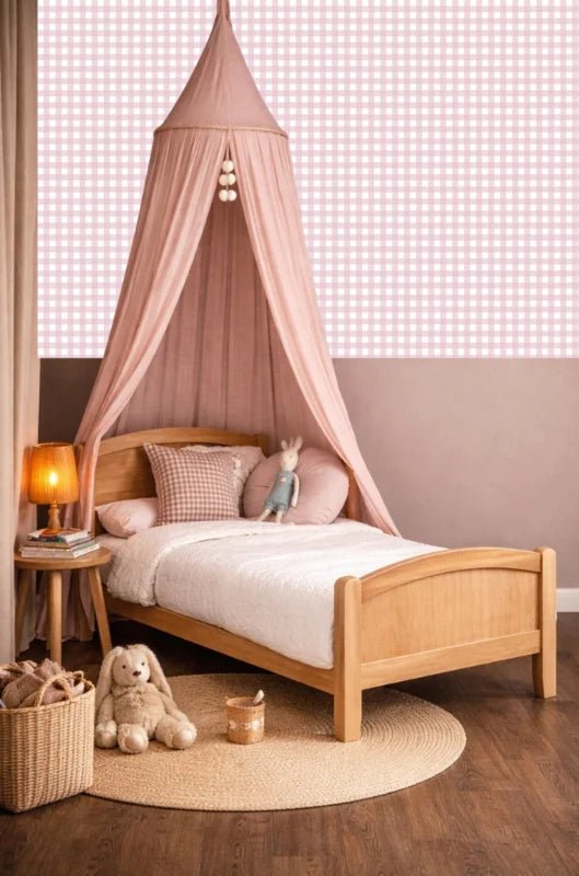 Rosy Lilac Checks Behang | Lila SW-81-VR02 – sfeerfoto 1